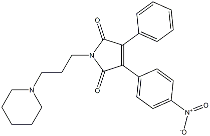 3-(フェニル)-4-(4-ニトロフェニル)-1-(3-ピペリジノプロピル)-1H-ピロール-2,5-ジオン 化学構造式