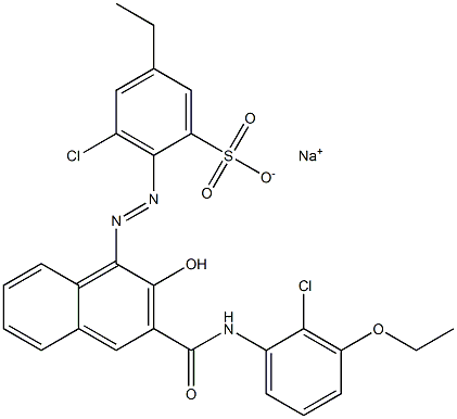 3-Chloro-5-ethyl-2-[[3-[[(2-chloro-3-ethoxyphenyl)amino]carbonyl]-2-hydroxy-1-naphtyl]azo]benzenesulfonic acid sodium salt 结构式