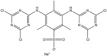 3,5-Bis(4,6-dichloro-1,3,5-triazin-2-ylamino)-2,4,6-trimethylbenzenesulfonic acid sodium salt Structure