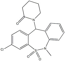 3-クロロ-6,11-ジヒドロ-6-メチル-11-(2-オキソピペリジノ)ジベンゾ[c,f][1,2]チアゼピン5,5-ジオキシド 化学構造式