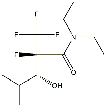 (2R,3R)-N,N-ジエチル-2-フルオロ-2-トリフルオロメチル-3-ヒドロキシ-4-メチルペンタンアミド 化学構造式