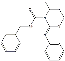 2-Phenylimino-3-(benzylaminocarbonyl)-4-methyltetrahydro-2H-1,3-thiazine Struktur