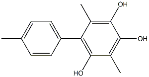 3,6-ジメチル-5-(4-メチルフェニル)ベンゼン-1,2,4-トリオール 化学構造式