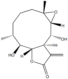 (3aR,4R,5R,6S,10R,11S,11aS)-Decahydro-5,6-epoxy-4,11-dihydroxy-6,10-dimethyl-3-methylenecyclodeca[b]furan-2(3H)-one,,结构式