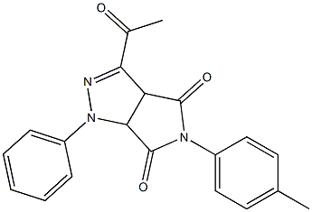 1,3a,4,5,6,6a-Hexahydro-3-acetyl-4,6-dioxo-5-(4-methylphenyl)-1-(phenyl)pyrrolo[3,4-c]pyrazole Struktur