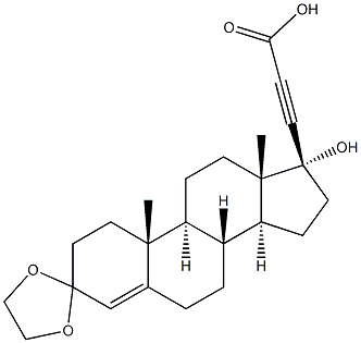 (17R)-3,3-Ethylenebisoxy-17-hydroxypregn-4-en-20-yne-21-carboxylic acid Structure