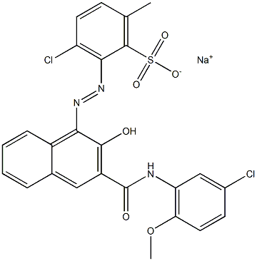 3-Chloro-6-methyl-2-[[3-[[(3-chloro-6-methoxyphenyl)amino]carbonyl]-2-hydroxy-1-naphtyl]azo]benzenesulfonic acid sodium salt,,结构式