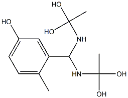3-[Bis[(1,1-dihydroxyethyl)amino]methyl]-4-methylphenol,,结构式