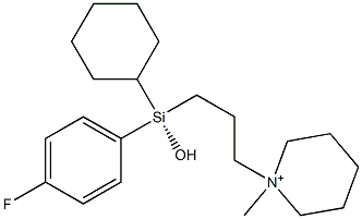 1-[3-[(S)-Hydroxycyclohexyl(4-fluorophenyl)silyl]propyl]-1-methylpiperidinium Structure