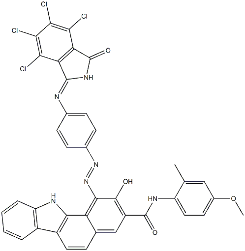 2-Hydroxy-N-(4-methoxy-2-methylphenyl)-1-[[4-[(4,5,6,7-tetrachloro-3-oxoisoindolin-1-ylidene)amino]phenyl]azo]-11H-benzo[a]carbazole-3-carboxamide 结构式