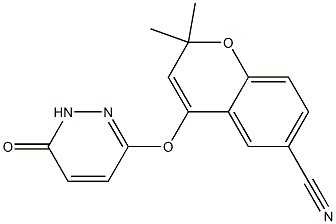 2,2-ジメチル-4-[(1,6-ジヒドロ-6-オキソピリダジン)-3-イルオキシ]-2H-1-ベンゾピラン-6-カルボニトリル 化学構造式