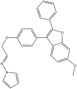 2-Phenyl-3-[4-(2-pyrrolizinoethoxy)phenyl]-6-methoxybenzofuran Struktur