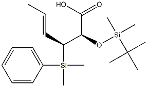 (2R,3S,4E)-2-[[Dimethyl(tert-butyl)silyl]oxy]-3-[dimethyl(phenyl)silyl]-4-hexenoic acid Struktur