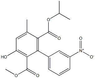 3-Hydroxy-5-methyl-3'-nitro-1,1'-biphenyl-2,6-dicarboxylic acid 2-methyl 6-isopropyl ester Struktur
