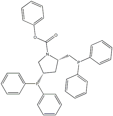 (2S,4S)-4-(Diphenylphosphino)-2-[(diphenylphosphino)methyl]-1-pyrrolidinecarboxylic acid phenyl ester Structure