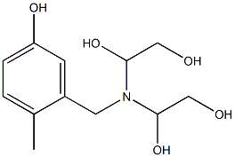 3-[Bis(1,2-dihydroxyethyl)aminomethyl]-4-methylphenol,,结构式