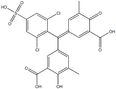 5-[(3-Carboxy-5-methyl-4-oxo-2,5-cyclohexadien-1-ylidene)(2,6-dichloro-4-sulfophenyl)methyl]-2-hydroxy-3-methylbenzoic acid 结构式