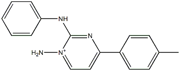 1-(アミノ)-2-フェニルアミノ-4-(4-メチルフェニル)-1-ピリミジニウム 化学構造式