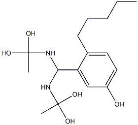 3-[ビス[(1,1-ジヒドロキシエチル)アミノ]メチル]-4-ペンチルフェノール 化学構造式