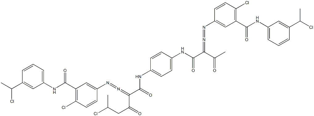 3,3'-[2-(1-Chloroethyl)-1,4-phenylenebis[iminocarbonyl(acetylmethylene)azo]]bis[N-[3-(1-chloroethyl)phenyl]-6-chlorobenzamide] Struktur