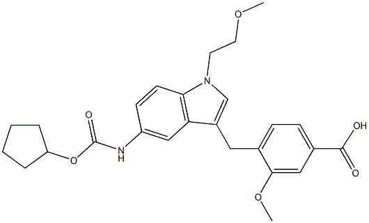 4-[5-Cyclopentyloxycarbonylamino-1-(2-methoxyethyl)-1H-indol-3-ylmethyl]-3-methoxybenzoic acid Structure