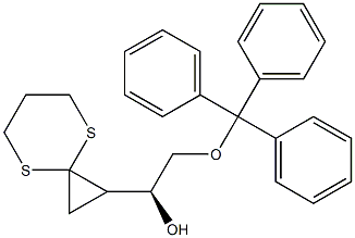 (1S)-1-[(1S)-4,8-ジチアスピロ[2.5]オクタン-1-イル]-2-(トリフェニルメトキシ)エタノール 化学構造式