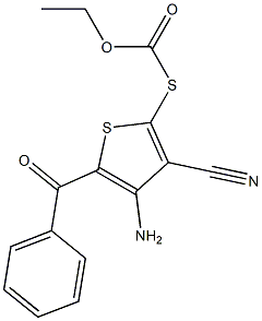 [[4-Amino-3-cyano-5-benzoylthiophen-2-yl]thio]formic acid ethyl ester Structure