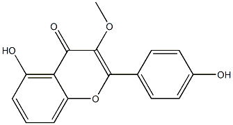 2-(4-ヒドロキシフェニル)-5-ヒドロキシ-3-メトキシ-4H-1-ベンゾピラン-4-オン 化学構造式