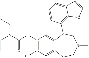 Diethylcarbamic acid [(7-chloro-3-methyl-1-(benzofuran-7-yl)-2,3,4,5-tetrahydro-1H-3-benzazepin)-8-yl] ester,,结构式