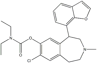 Diethylcarbamic acid [(7-chloro-3-methyl-1-(benzofuran-7-yl)-2,3,4,5-tetrahydro-1H-3-benzazepin)-8-yl] ester Structure