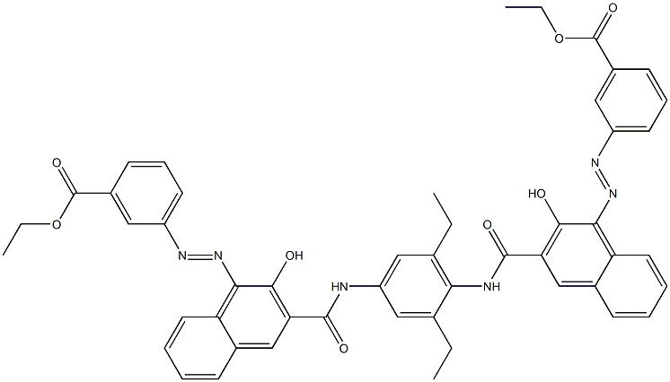 N,N'-(2,6-Diethyl-1,4-phenylene)bis[4-[[3-(ethoxycarbonyl)phenyl]azo]-3-hydroxy-2-naphthalenecarboxamide] 结构式