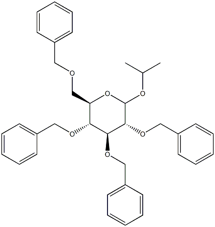 イソプロピル2-O,3-O,4-O,6-O-テトラベンジル-D-グルコピラノシド 化学構造式
