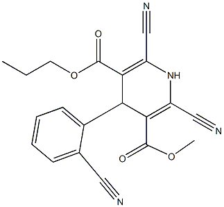 4-(2-Cyanophenyl)-2-cyano-6-cyano-1,4-dihydropyridine-3,5-dicarboxylic acid 3-methyl 5-propyl ester Structure