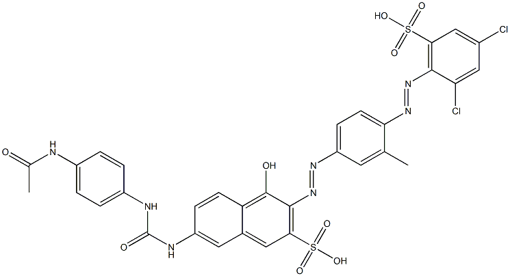 7-[[[[4-(Acetylamino)phenyl]amino]carbonyl]amino]-3-[[4-[(2,4-dichloro-6-sulfophenyl)azo]-3-methylphenyl]azo]-4-hydroxy-2-naphthalenesulfonic acid 结构式
