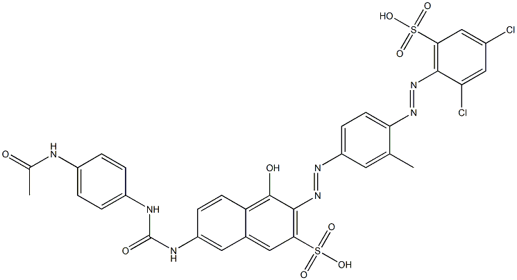 7-[[[[4-(Acetylamino)phenyl]amino]carbonyl]amino]-3-[[4-[(2,4-dichloro-6-sulfophenyl)azo]-3-methylphenyl]azo]-4-hydroxy-2-naphthalenesulfonic acid Structure