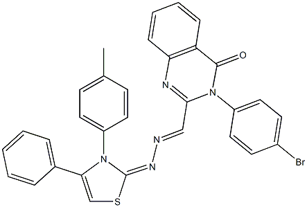 3-(4-Bromophenyl)-2-[2-[(2,3-dihydro-3-(p-methylphenyl)-4-phenylthiazole)-2-ylidene]hydrazonomethyl]quinazoline-4(3H)-one Struktur