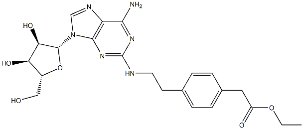2-[2-[4-(Ethoxycarbonylmethyl)phenyl]ethylamino]adenosine,,结构式