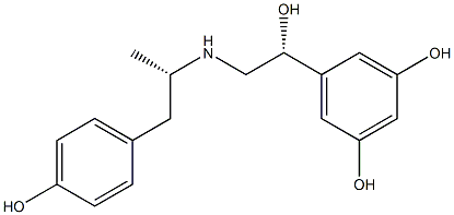 5-[(R)-1-ヒドロキシ-2-[[(S)-2-(4-ヒドロキシフェニル)-1-メチルエチル]アミノ]エチル]レソルシノール 化学構造式