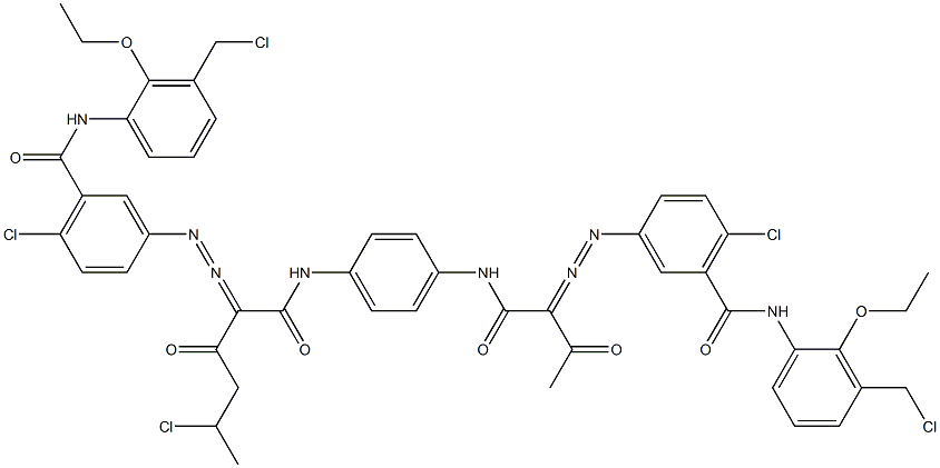 3,3'-[2-(1-Chloroethyl)-1,4-phenylenebis[iminocarbonyl(acetylmethylene)azo]]bis[N-[3-(chloromethyl)-2-ethoxyphenyl]-6-chlorobenzamide] 结构式