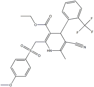 5-Cyano-1,4-dihydro-6-methyl-2-[(4-methoxyphenylsulfonyl)methyl]-4-(2-trifluoromethylphenyl)pyridine-3-carboxylic acid ethyl ester 结构式