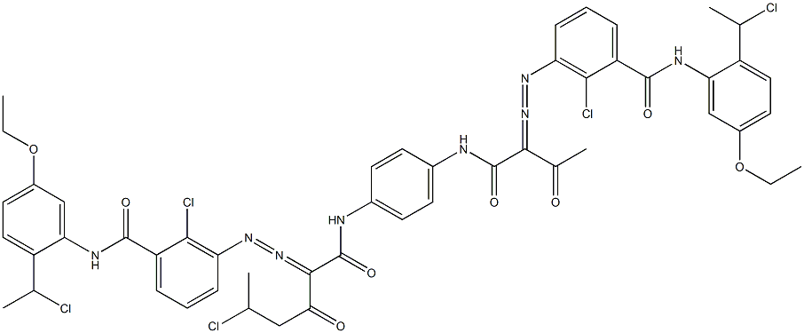 3,3'-[2-(1-Chloroethyl)-1,4-phenylenebis[iminocarbonyl(acetylmethylene)azo]]bis[N-[2-(1-chloroethyl)-5-ethoxyphenyl]-2-chlorobenzamide] Structure