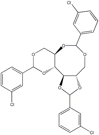1-O,5-O:2-O,3-O:4-O,6-O-Tris(3-chlorobenzylidene)-D-glucitol 结构式