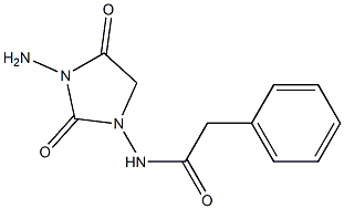 N-(3-アミノ-2,4-ジオキソイミダゾリジン-1-イル)ベンゼンアセトアミド 化学構造式