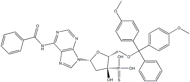 5'-O-(4,4'-Dimethoxytrityl)-N-benzoyl-2'-deoxyadenosine 3'-thiophosphonic acid Structure