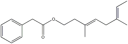 フェニル酢酸3,6-ジメチル-3,6-オクタジエニル 化学構造式