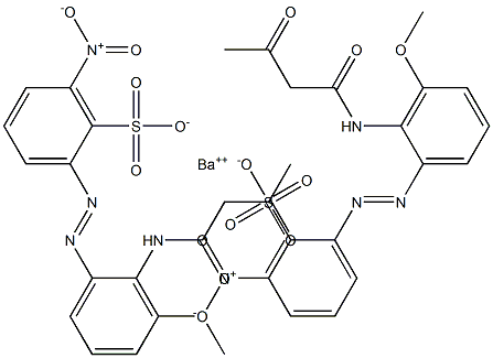 Bis[2-[2-(1,3-dioxobutylamino)-3-methoxyphenylazo]-6-nitrobenzenesulfonic acid]barium salt Structure