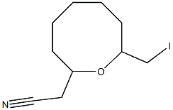 [(ヘキサヒドロ-8-ヨードメチル-2H-オキソシン)-2-イル]アセトニトリル 化学構造式