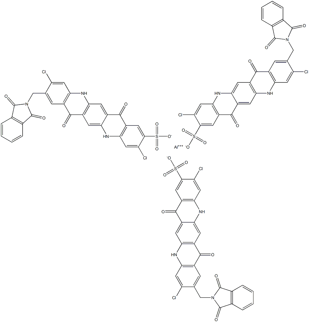 Tris[3,10-dichloro-9-[(1,3-dihydro-1,3-dioxo-2H-isoindol-2-yl)methyl]-5,7,12,14-tetrahydro-7,14-dioxoquino[2,3-b]acridine-2-sulfonic acid]aluminum salt 结构式