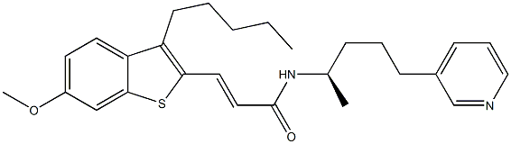 (E)-3-(6-Methoxy-3-pentyl-1-benzothiophen-2-yl)-N-[(R)-1-methyl-4-(3-pyridinyl)butyl]acrylamide Structure