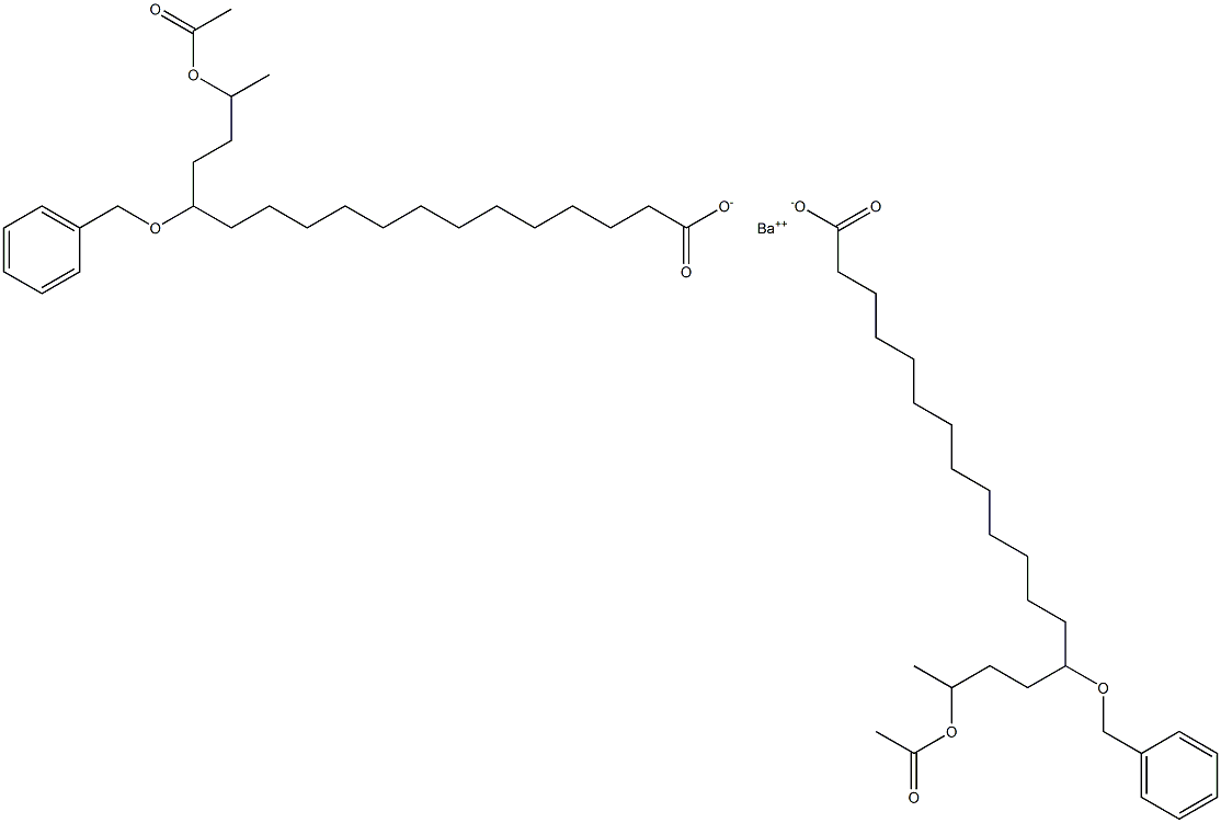 Bis(14-benzyloxy-17-acetyloxystearic acid)barium salt,,结构式